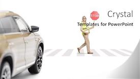  Presentation with pedestrian - Presentation consisting of car-driving-towards-a-woman background and a white colored foreground