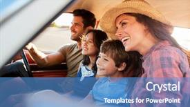  Presentation with road trip - Theme having car during road trip background and a teal colored foreground