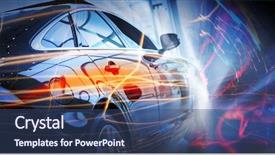  Presentation with car engine - Beautiful slide set featuring car engine - back view of automobile backdrop and a ocean colored foreground