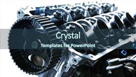  Presentation with car engine - Presentation theme enhanced with car engine inside view isolated background and a ocean colored foreground