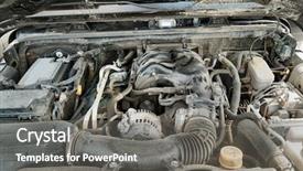  Presentation with small engine - Audience pleasing PPT theme consisting of car engine intake side closeup backdrop and a gray colored foreground