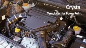  Presentation with car engine - Presentation theme having car engine intake side closeup background and a tawny brown colored foreground