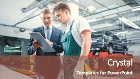  Presentation with animated business people - Audience pleasing presentation design consisting of car engine management - young business people in service backdrop and a  colored foreground