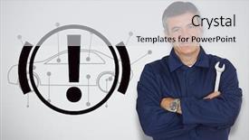  Presentation with mechanic - PPT layouts consisting of car engineering - mature mechanic standing next background and a  colored foreground