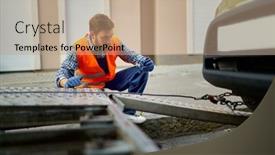  Presentation with technical - Audience pleasing PPT theme consisting of car-evacuation-and-technical-assistant backdrop and a coral colored foreground