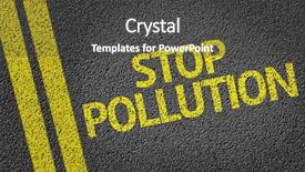  Presentation with pollution - PPT theme enhanced with car evolution - stop pollution written background and a dark gray colored foreground