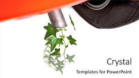  Presentation with chemistry leaves green leaf - Cool new presentation theme with car exhaust with green ivy backdrop and a white colored foreground