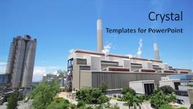  Presentation with coal - PPT theme having car factory - coal fired power station background and a light blue colored foreground