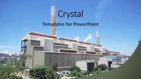  Presentation with coal - Presentation theme consisting of car factory - coal fired power station background and a light blue colored foreground