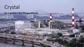  Presentation with factory - Presentation having car factory - industrial view and landscape background and a  colored foreground