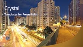  Presentation with city night - Slide deck enhanced with car factory - modern urban city with freeway background and a  colored foreground