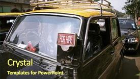  Presentation with taxi - Beautiful presentation theme featuring car fiat - taxi awaiting a ride mumbai backdrop and a wine colored foreground