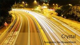  Presentation with freeway - PPT theme having car freeway - light trails in mega city background and a gold colored foreground