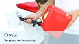  Presentation with fuel tank - Cool new slide deck with car from red gas canister backdrop and a sky blue colored foreground