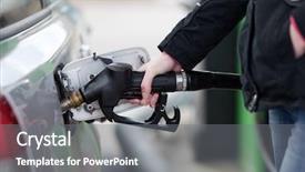  Presentation with gas station - Presentation theme consisting of car fueling at the gas background and a gray colored foreground
