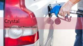  Presentation with gas station - Slide set with car fueling at the gas background and a coral colored foreground