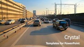  Presentation with traffic congestion air pollution - Audience pleasing PPT theme consisting of car fume pollution - urban traffic backdrop and a  colored foreground