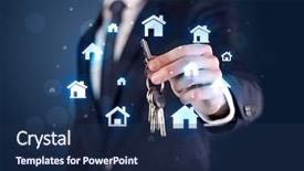  Presentation with keys - Theme having car graphical - businessman in suit holding keys background and a navy blue colored foreground