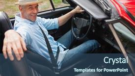  Presentation with metal manufacturer red - Theme featuring car grey - cheerful handsome man posing background and a ocean colored foreground