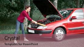  Presentation with woman car driver map - Cool new theme with car has stress and rage backdrop and a violet colored foreground