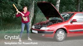  Presentation with car - Presentation theme enhanced with car has stress and rage background and a gray colored foreground