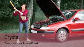  Presentation with woman car driver map - Theme consisting of car has stress and rage background and a violet colored foreground