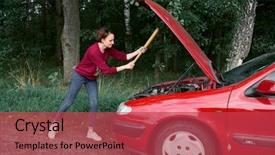  Presentation with woman car driver map - Colorful PPT theme enhanced with car has stress and rage backdrop and a red colored foreground