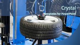  Presentation with modern gas station - PPT theme enhanced with car haulers - modern tire machine background and a  colored foreground