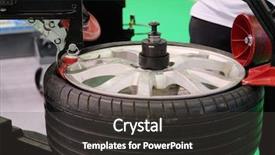  Presentation with car service - Presentation theme enhanced with car haulers - modern tire machine background and a  colored foreground