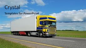  Presentation with blue white and yellow - Theme consisting of car haulers - truck blue-yellow cabin and white background and a  colored foreground