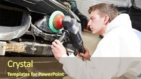 Presentation with mechanic shop - Slides featuring auto mechanic worker polishing car background and a  colored foreground