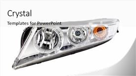  Presentation with ranning car on rroad - PPT theme featuring car headlight white background background and a white colored foreground