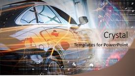  Presentation with car sales - PPT theme having car headlights - back view of automobile background and a coral colored foreground