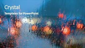  Presentation with driving - PPT theme consisting of car headlights - driving in rain background and a teal colored foreground