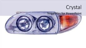  Presentation with car - Slide deck with car headlights on a white background and a light blue colored foreground
