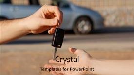  Presentation with car key - PPT theme with car hire - passing key background and a coral colored foreground