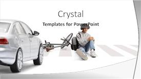  Presentation with knee - PPT theme featuring car-hitting-a-guy background and a white colored foreground