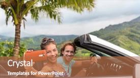  Presentation with summer holiday - Cool new presentation design with car holiday selfie couple having backdrop and a coral colored foreground