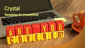  Presentation with cube - PPT theme enhanced with health care liabilities - are you covered written background and a tawny brown colored foreground