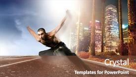  Presentation with dance - Amazing slides having car hop - young man run and dance backdrop and a tawny brown colored foreground