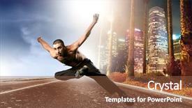  Presentation with dance - Theme consisting of car hop - young man run and dance background and a tawny brown colored foreground