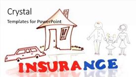  Presentation with life insurance concept white - Cool new presentation theme with car house - concept of home insurance isolated backdrop and a white colored foreground