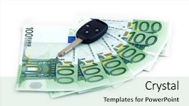  Presentation with key to success - Presentation theme having car hundreds euro as credit background and a mint green colored foreground