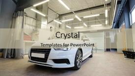 Presentation with december - PPT theme having car in a body shop background and a mint green colored foreground
