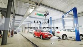 Presentation with mechanic car service repair maintenance - Audience pleasing PPT theme consisting of car in a car repair backdrop and a  colored foreground