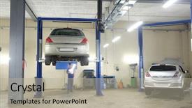  Presentation with repair - Cool new presentation theme with car in a car repair backdrop and a mint green colored foreground