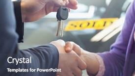  Presentation with shaking hands - PPT layouts consisting of car in a car shop background and a  colored foreground