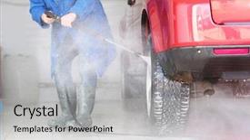  Presentation with station - PPT theme featuring car in a car washing background and a light gray colored foreground