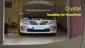  Presentation with repair shop - Slide set consisting of car-in-a-small-repair background and a tawny brown colored foreground