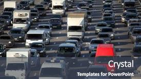  Presentation with traffic - Presentation theme enhanced with car in big urban traffic background and a tawny brown colored foreground